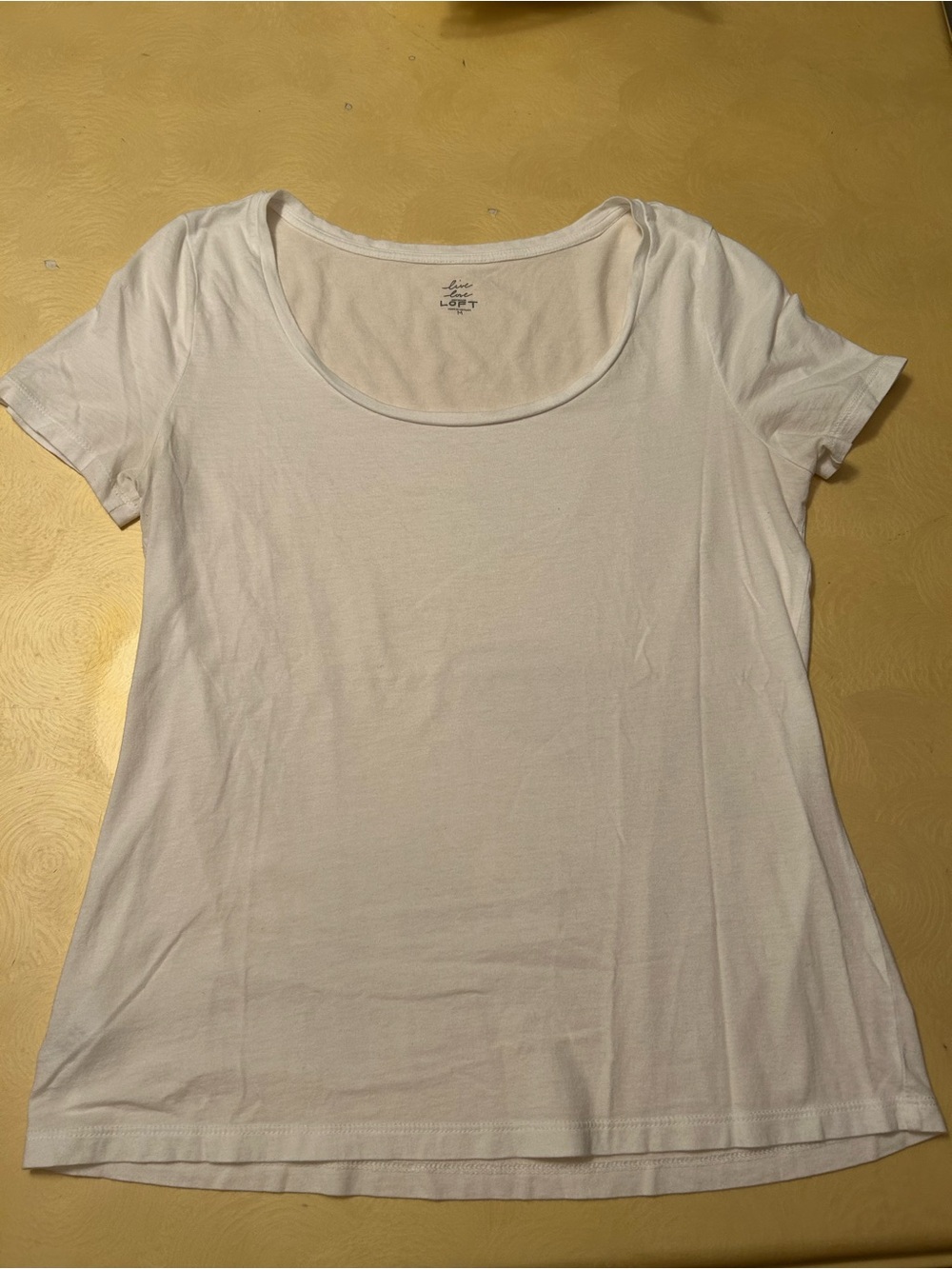 LOFT White Scoop Neck Short Sleeve Tee